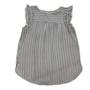 LOFT Striped Sleeveless Top with Ruffle‎ Trim Women's Size S Office Career Femme